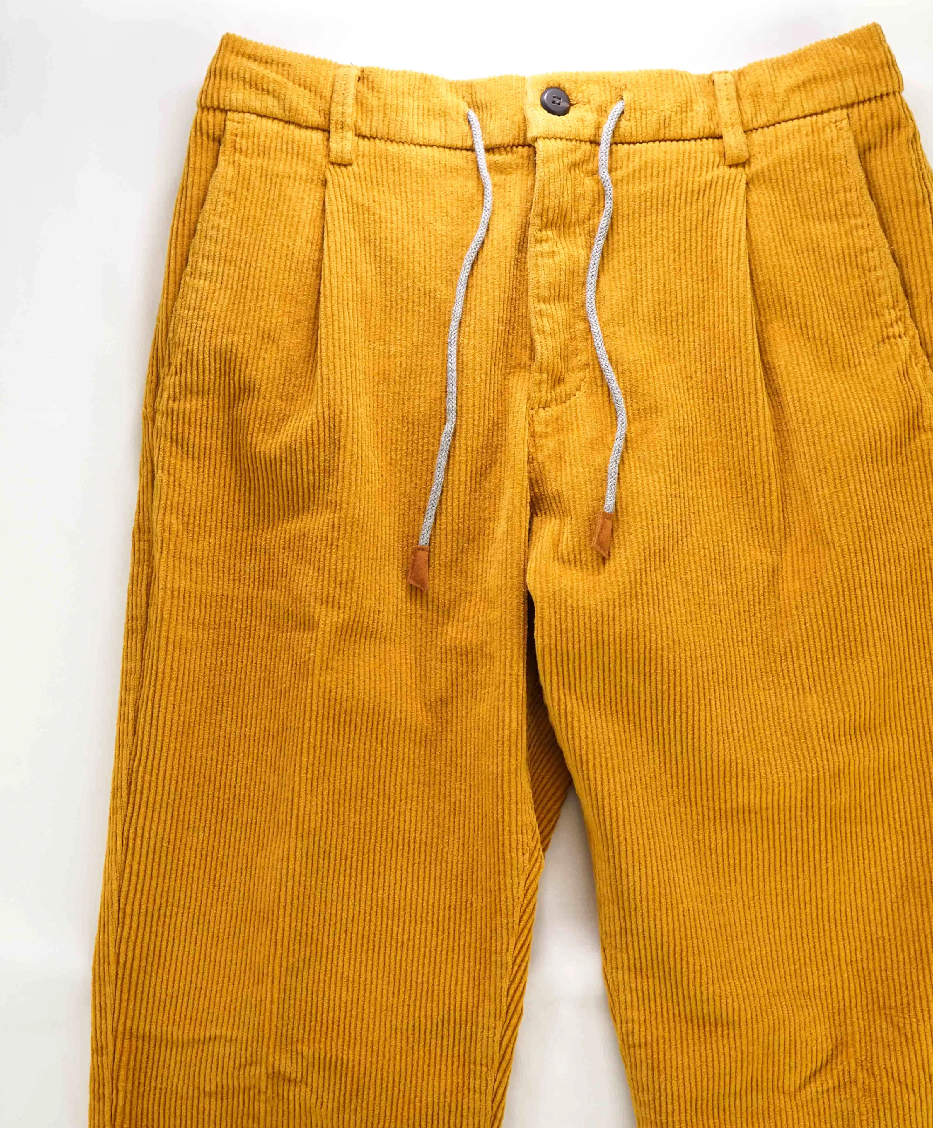 $595 ELEVENTY - JOGGER *COTTON CORDUROY* Yellow Cotton Pants- 32W