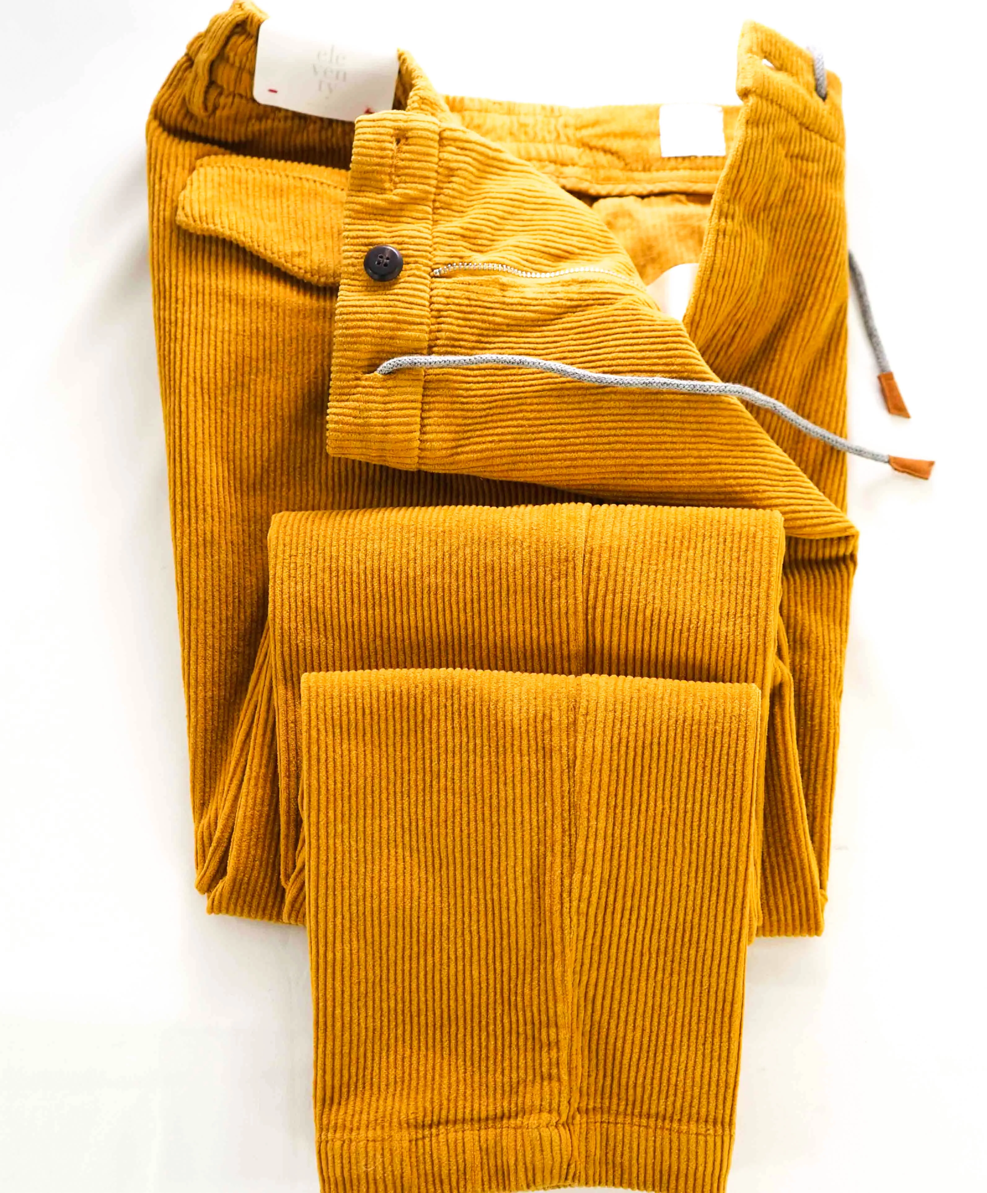 $595 ELEVENTY - JOGGER *COTTON CORDUROY* Yellow Cotton Pants- 32W