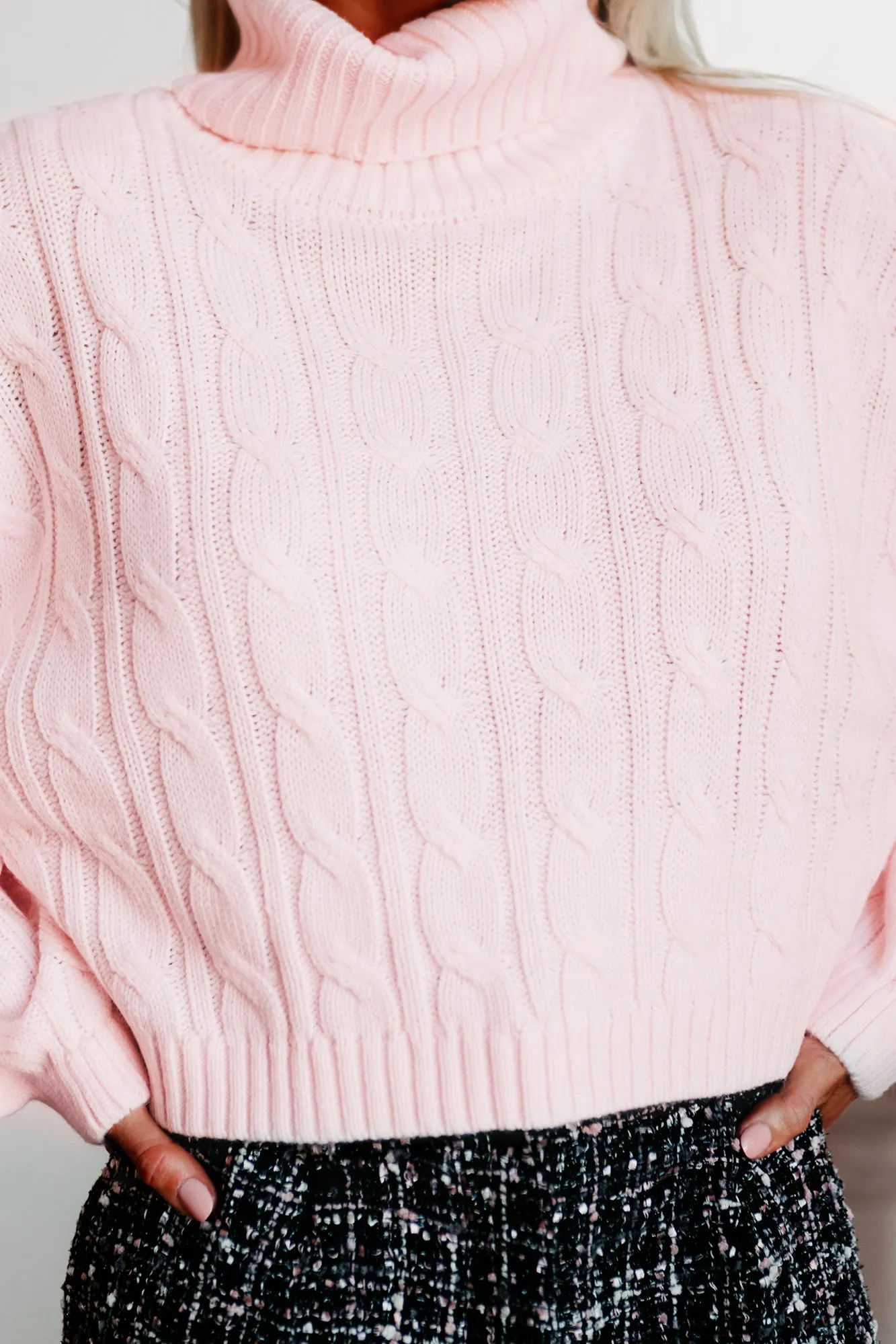 A Never-Ending Love Cropped Turtleneck Sweater (Blush)