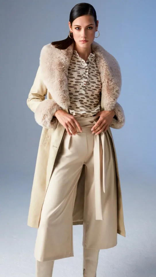 A1914 Beige Eco Leather Luxury Coat