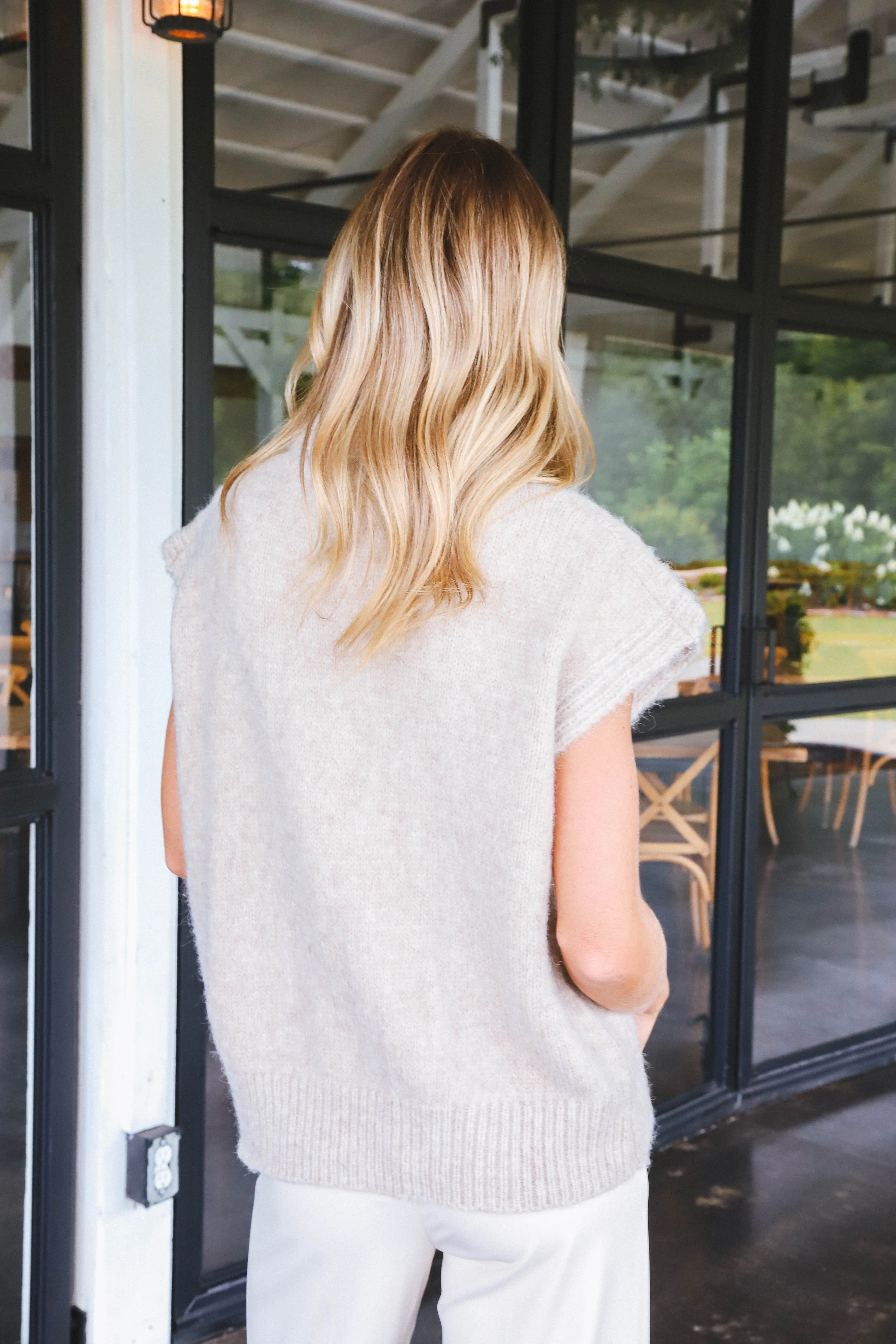 Alissa Sleeveless Cable Sweater Top, Light Taupe