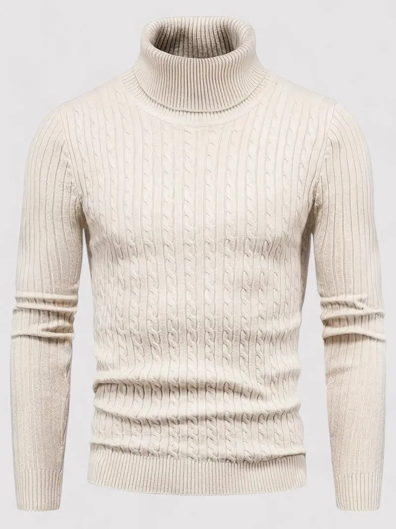 Ancien | Cable-Knit Men's Turtleneck Jumper for Autumn