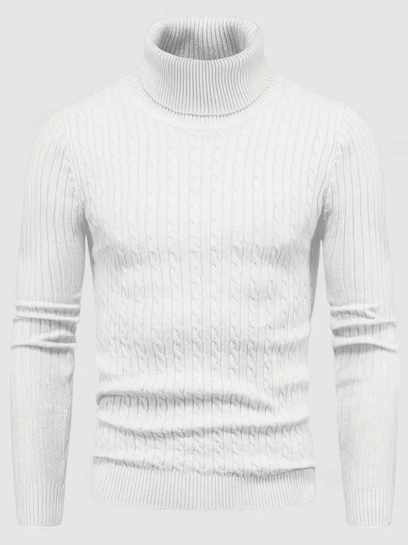 Ancien | Cable-Knit Men's Turtleneck Jumper for Autumn