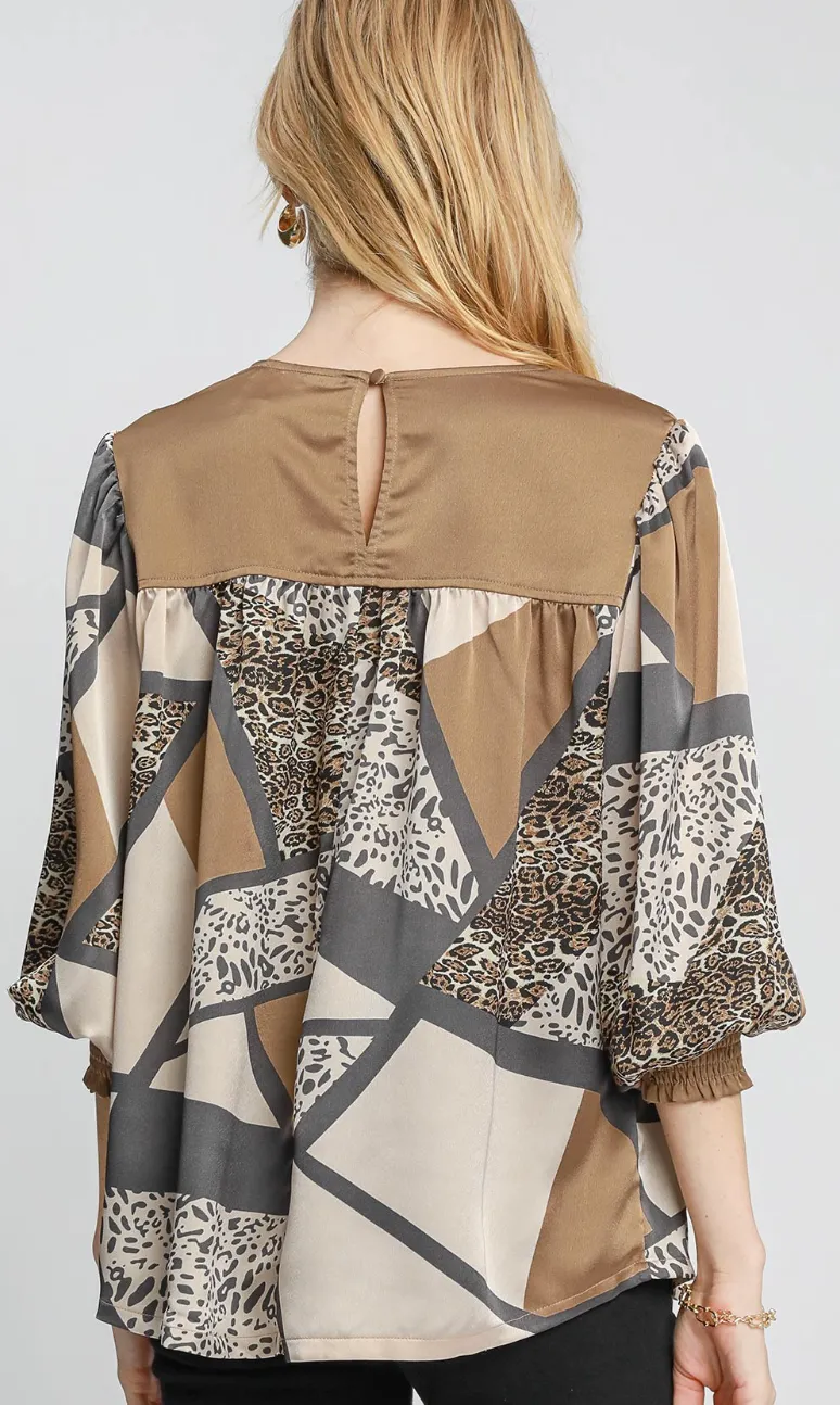 Animal Print Top with Velvet Tape