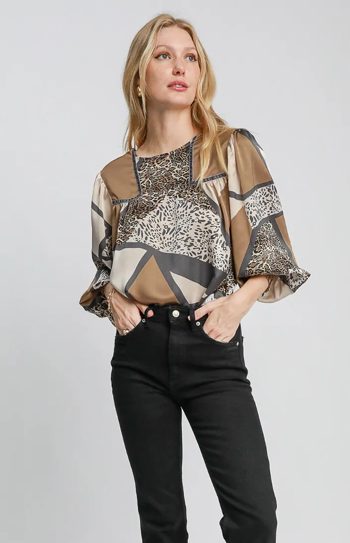 Animal Print Top with Velvet Tape