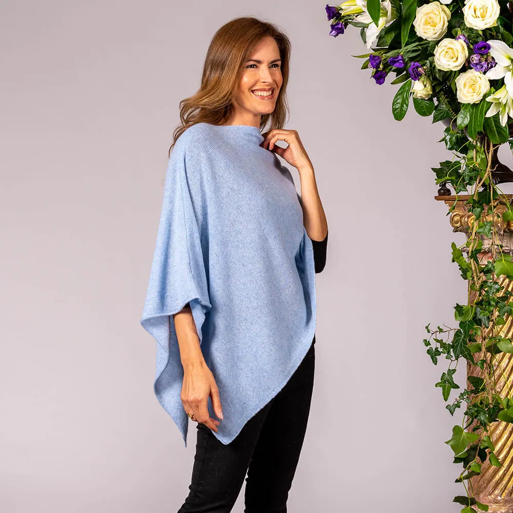 Baby Blue Knitted Cashmere Poncho