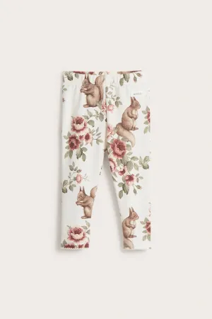 Baby white floral & animal print leggings