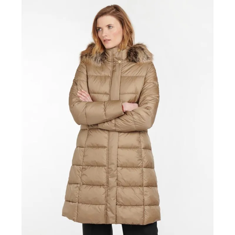 Barbour Crinan Ladies Quilted Coat - Light Trench/Hawthorn Tartan