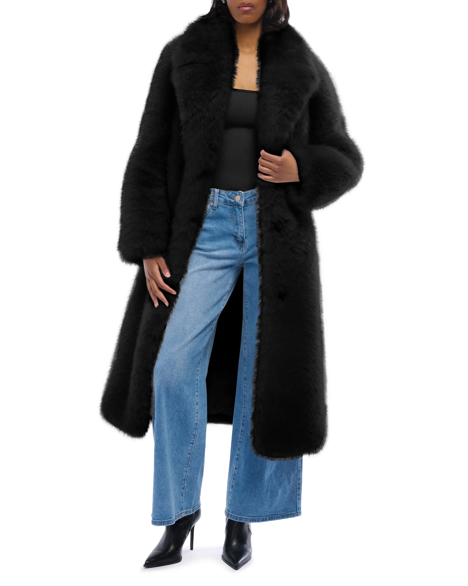 BCARDI-BLACK FAUX FUR JACKET