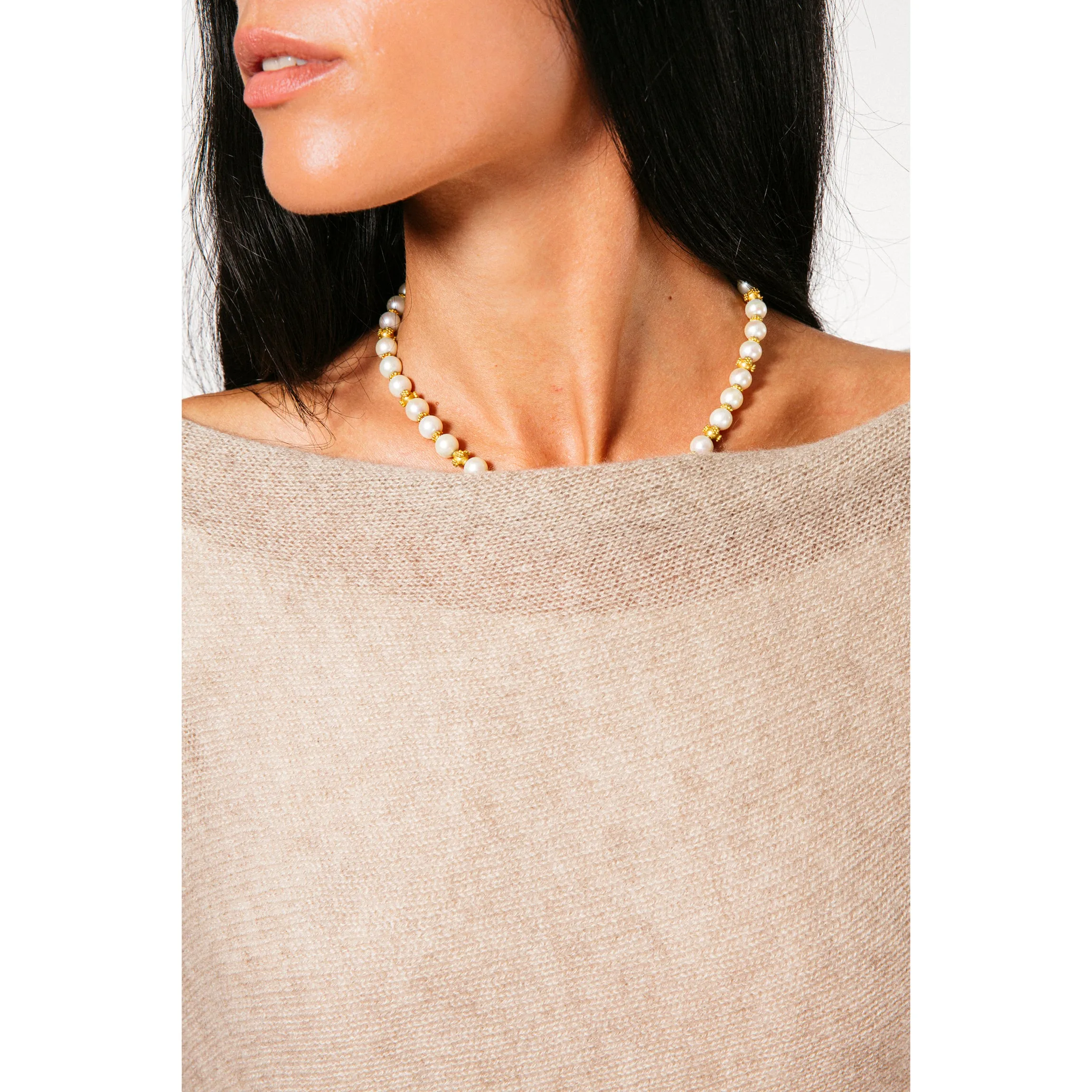 BEIGE CASHMERE PONCHO