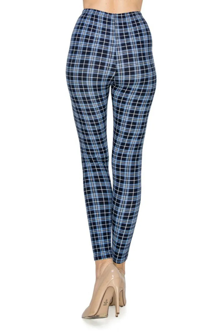 Blue Multi Plaid Leggings