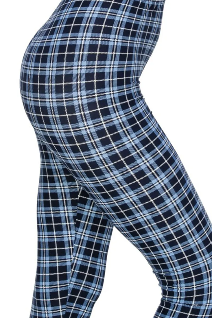 Blue Multi Plaid Leggings