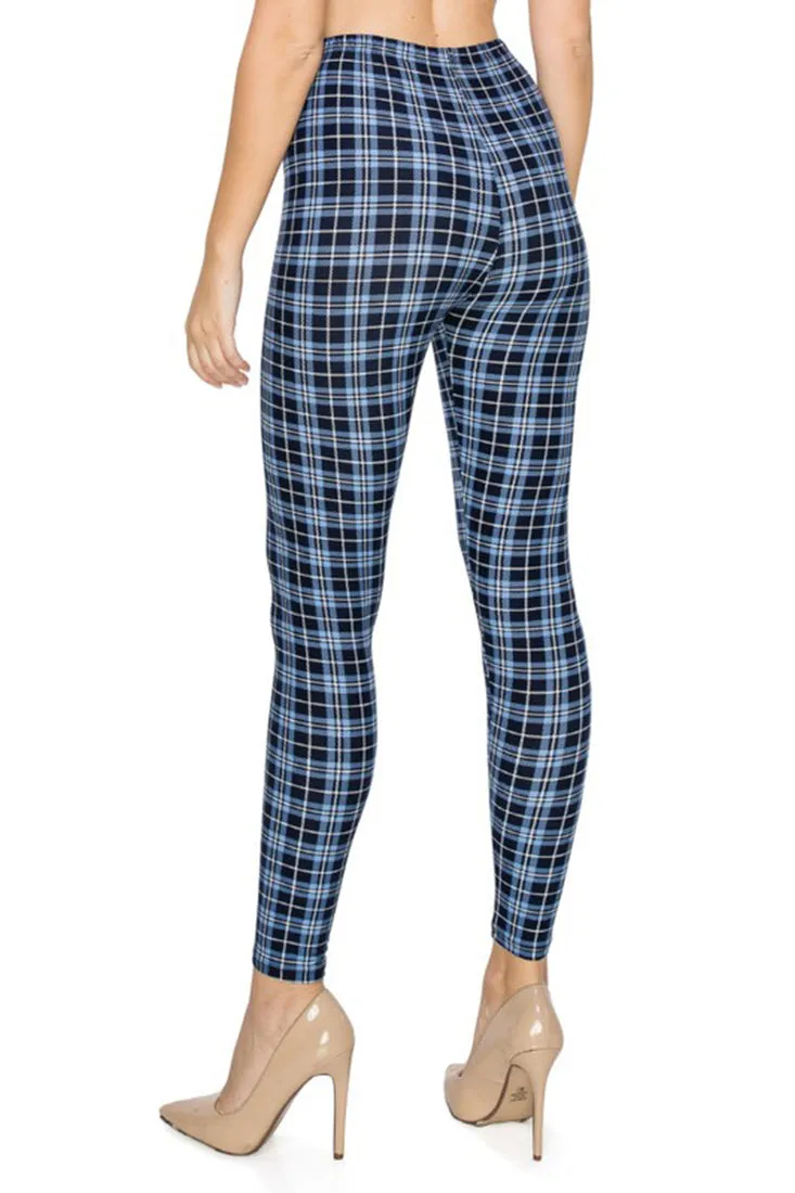 Blue Multi Plaid Leggings