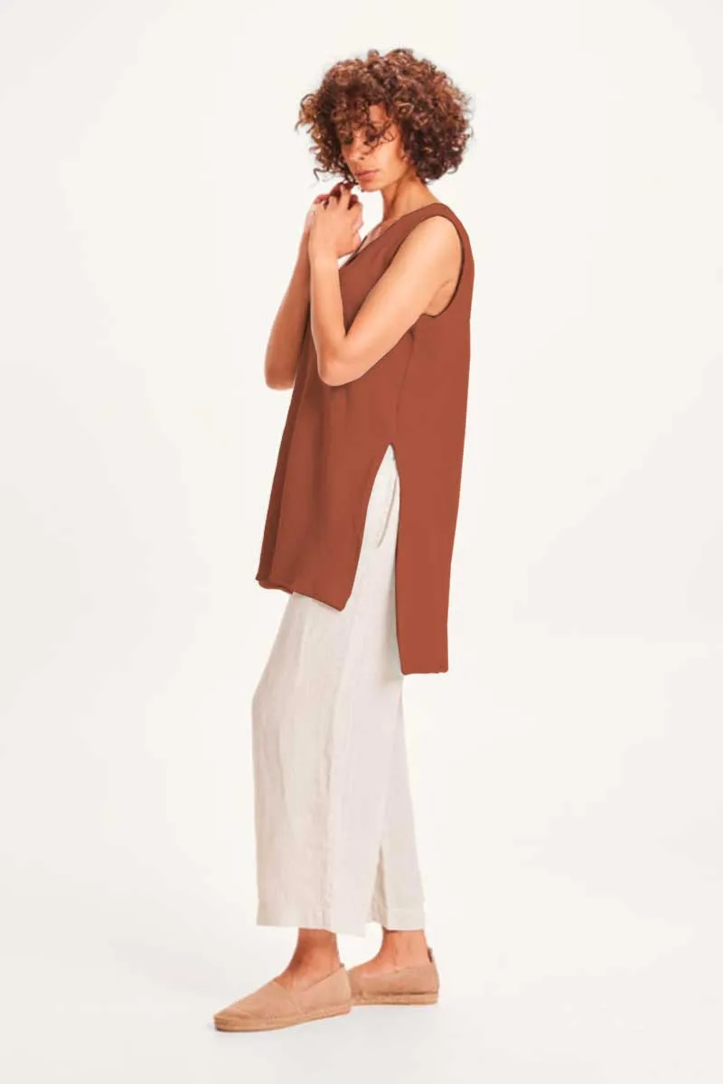 Blusbar Vest With V-Neck Long Terracotta