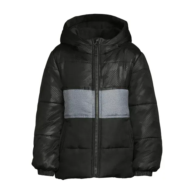 Boys Hooded Long Sleeve Color block Winter Puffer Padded Jacket