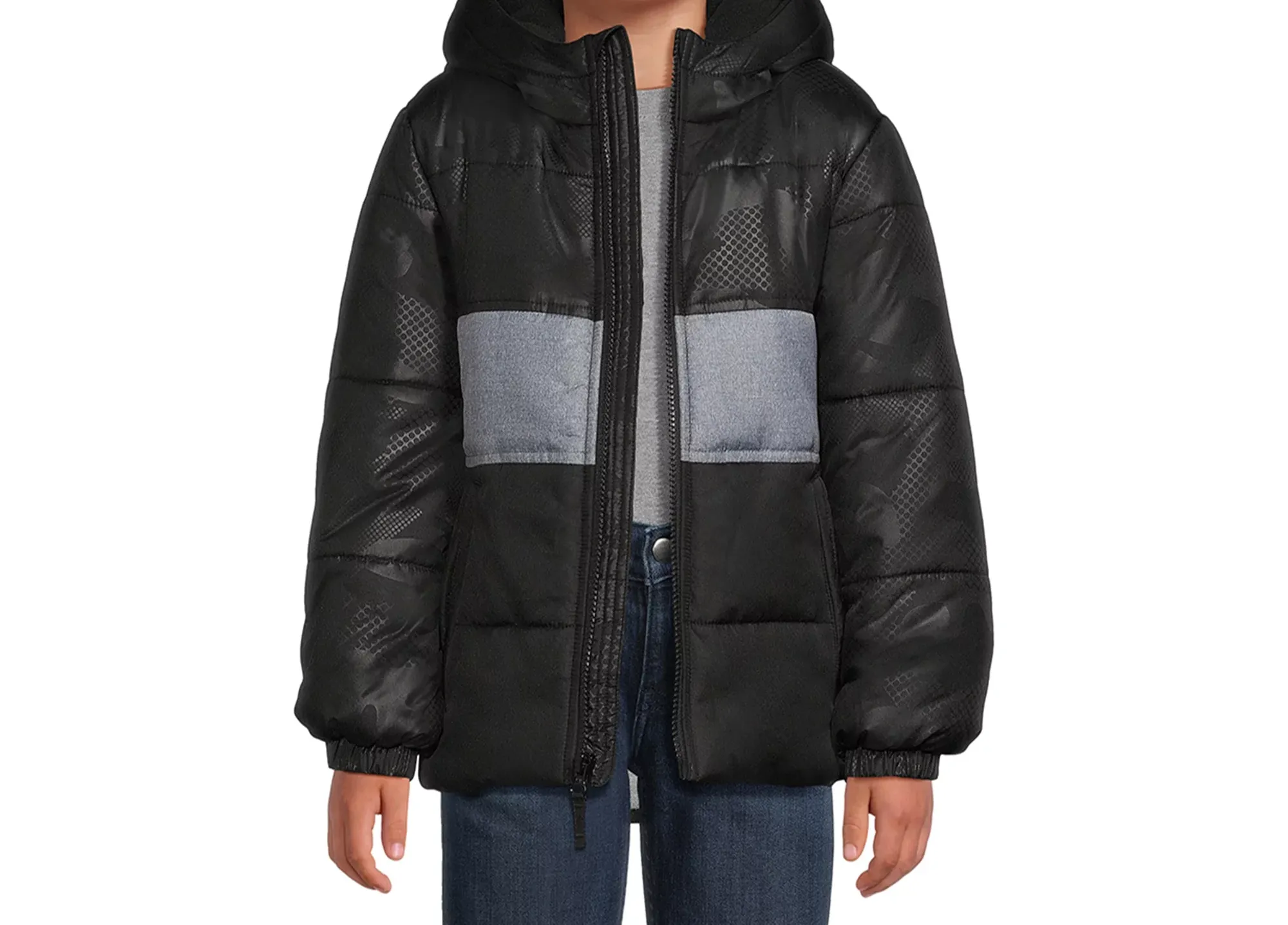 Boys Hooded Long Sleeve Color block Winter Puffer Padded Jacket