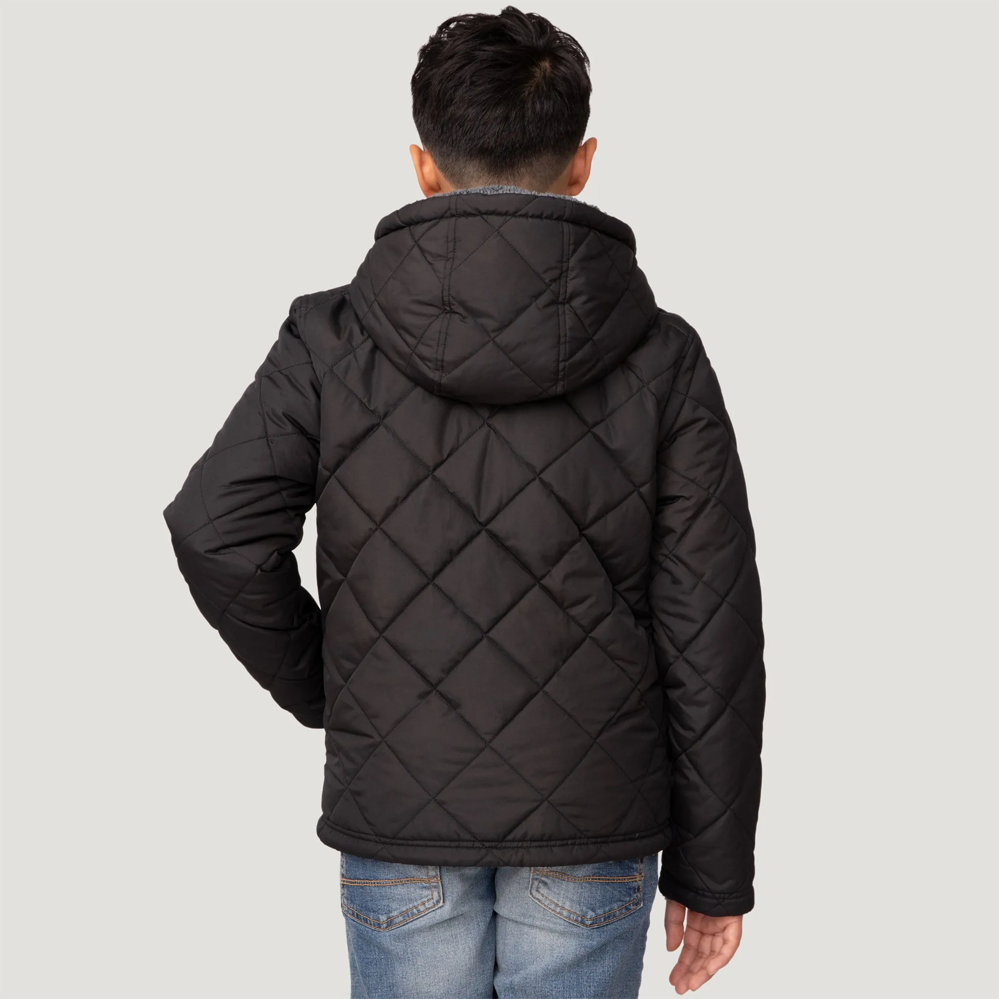 Boys' Quilted Reversible Hooded Jacket