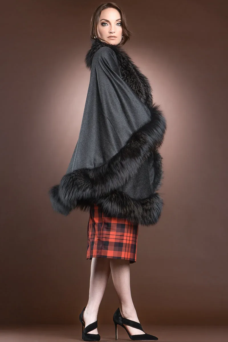 Cashmere Cape with Fox Fur Trim