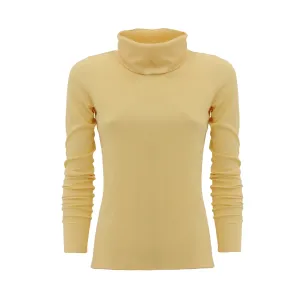 Casual Ribbed Turtleneck Pale Yellow