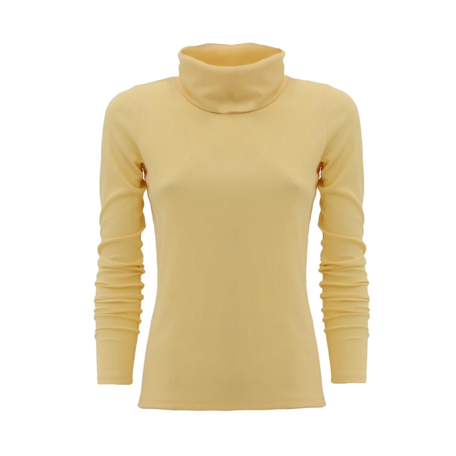 Casual Ribbed Turtleneck Pale Yellow