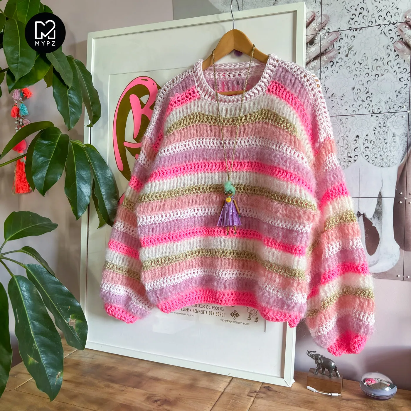 Chunky Mohair-Merino Pullover Jasmin