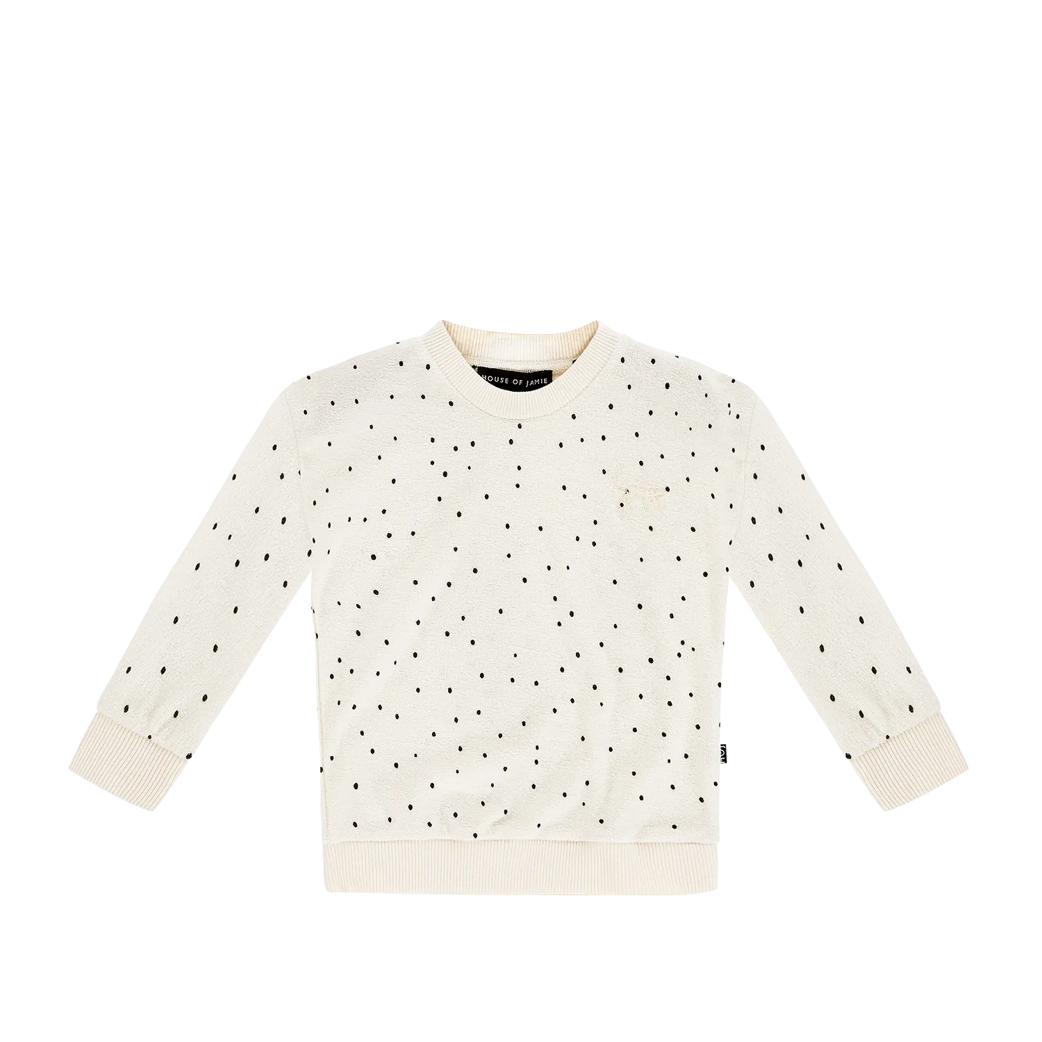 Crew Neck Sweater Cream Black Dots