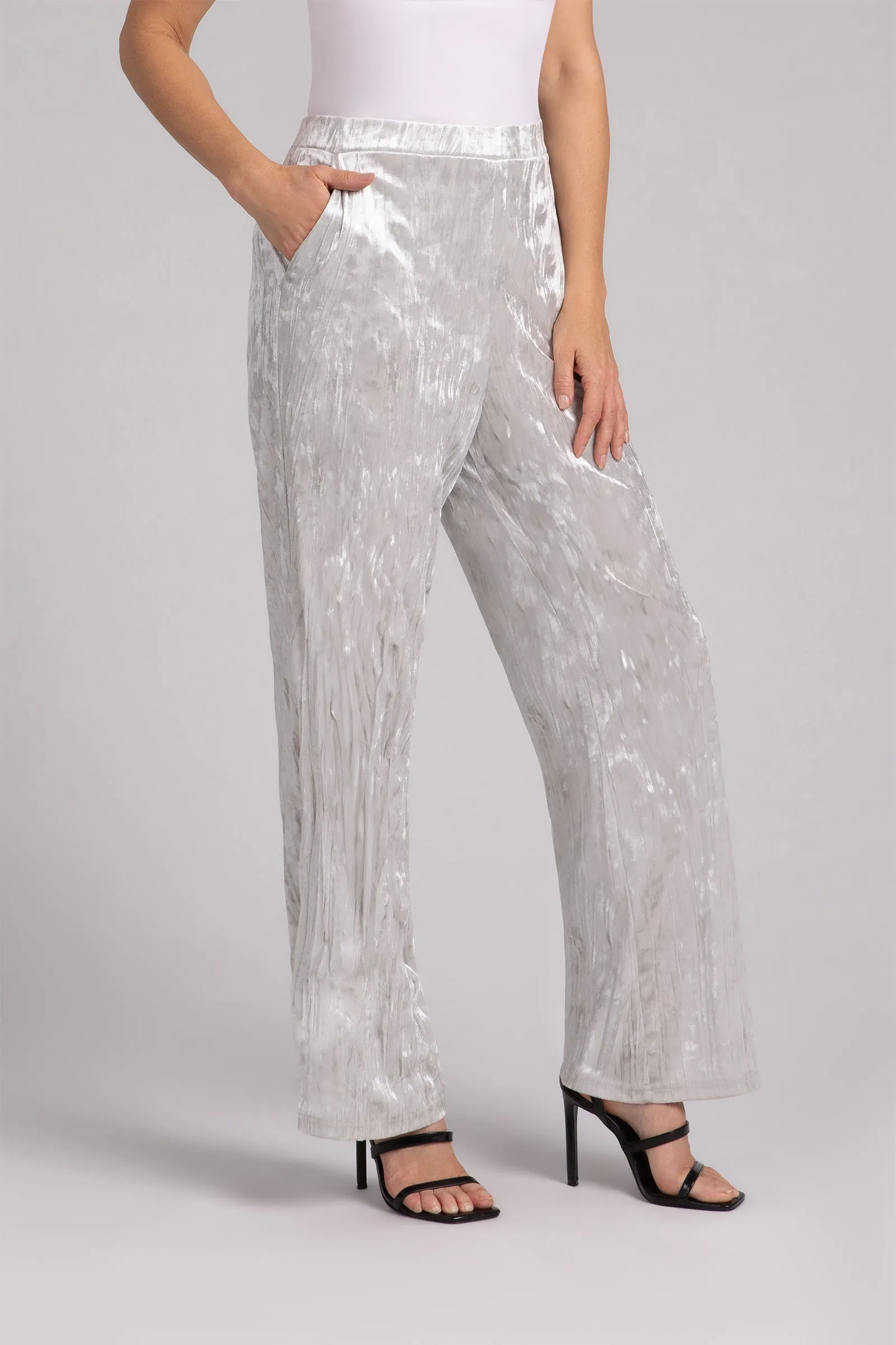 Crinkle Velvet Straight Leg Pant | Cashew