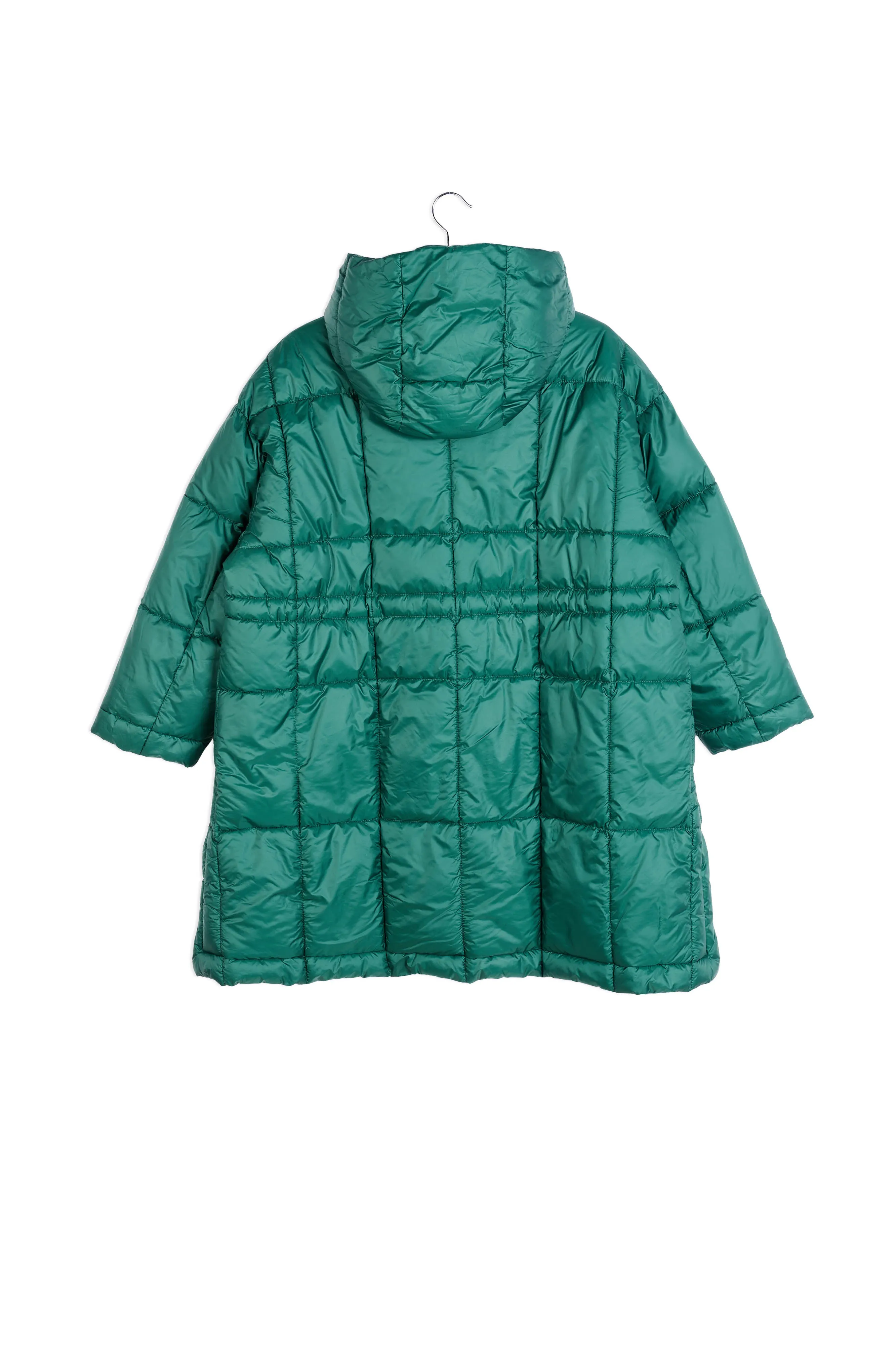 Dark green hooded puffer coat