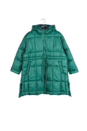 Dark green hooded puffer coat