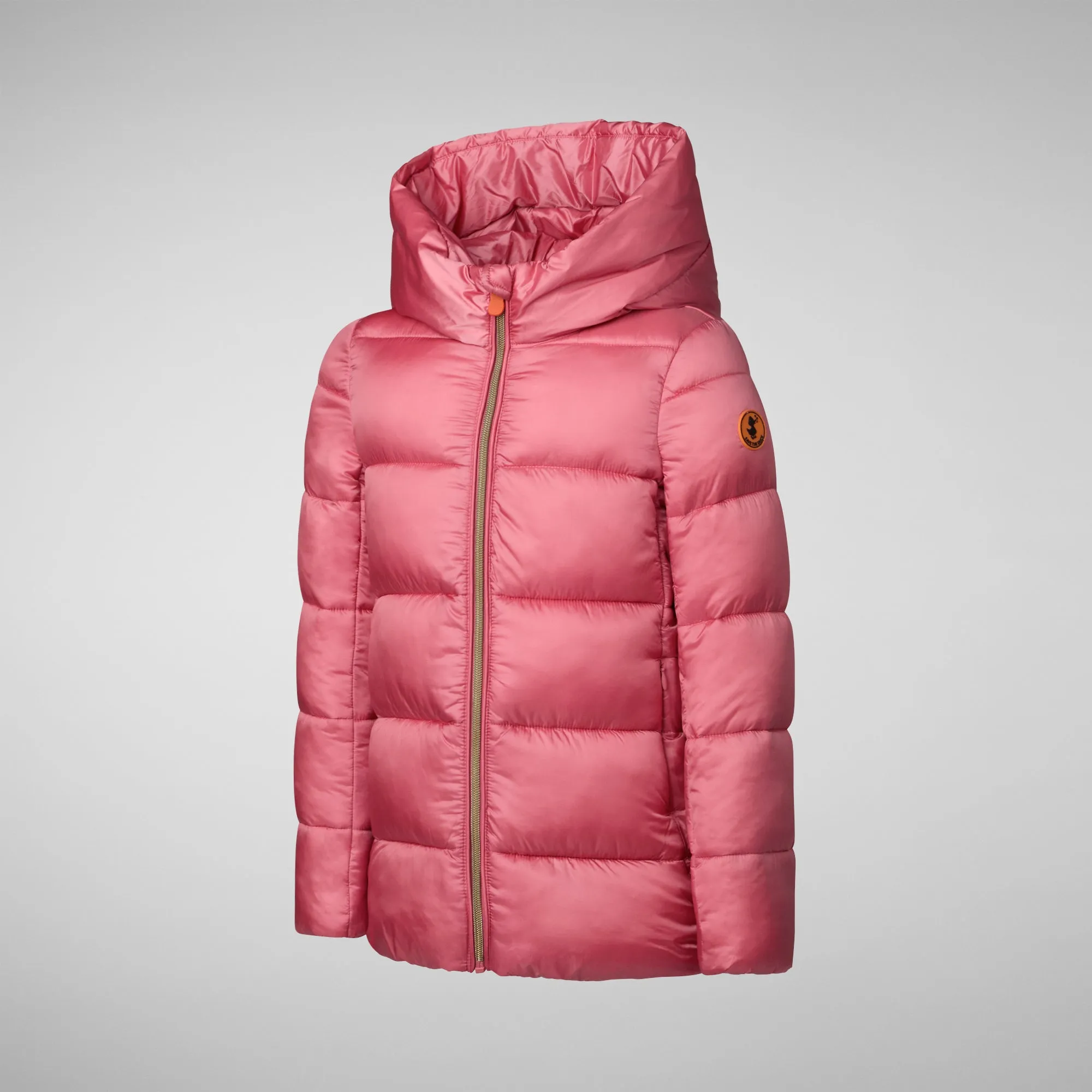 Girls's Hooded Animal free Puffer Coat Gracie in Bloom pink