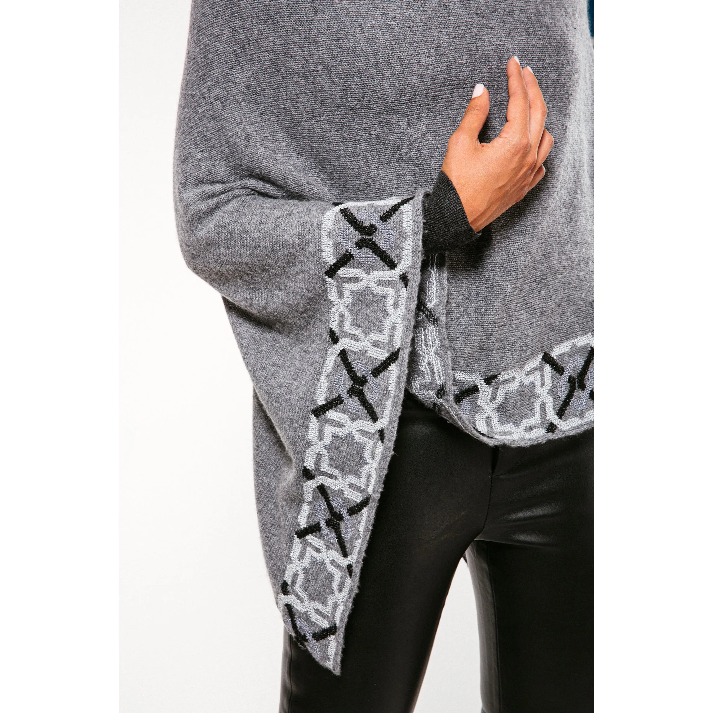 GRAY CASHMERE PONCHO