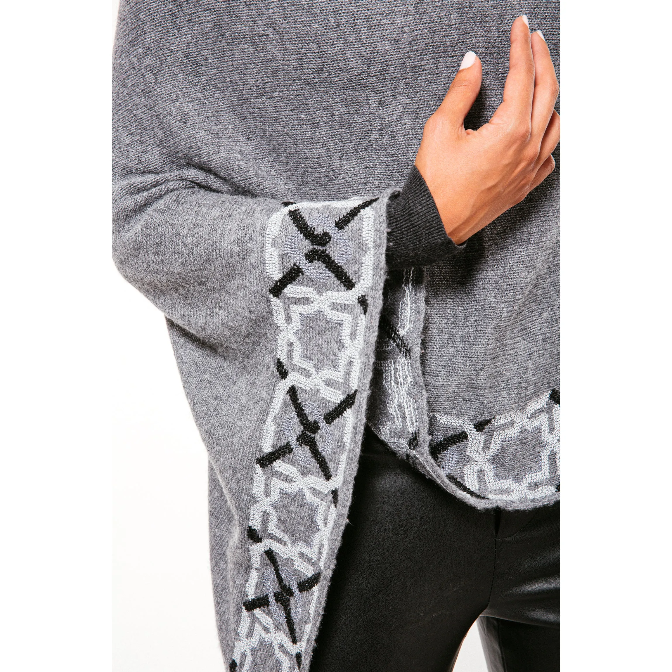 GRAY CASHMERE PONCHO