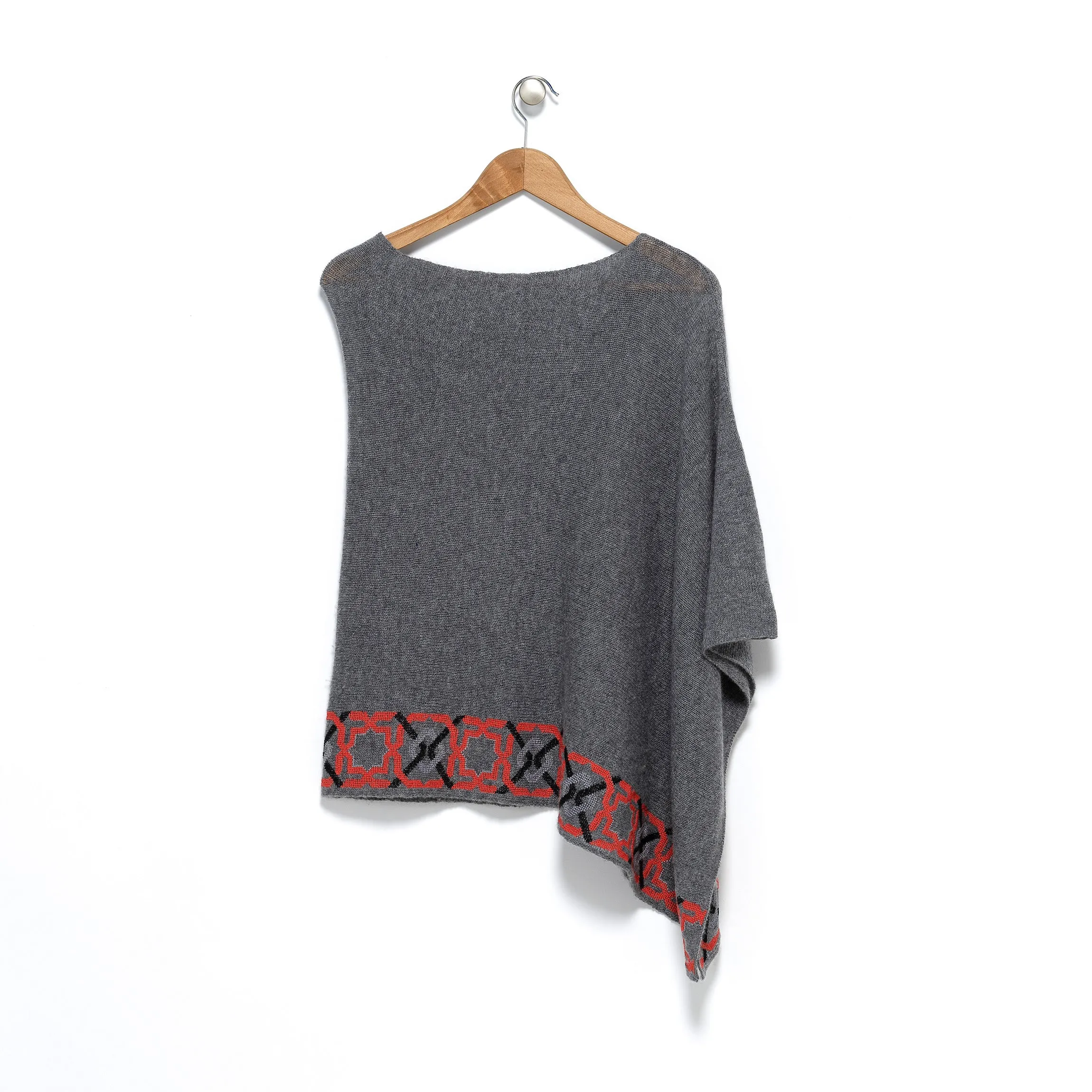 GRAY CASHMERE PONCHO