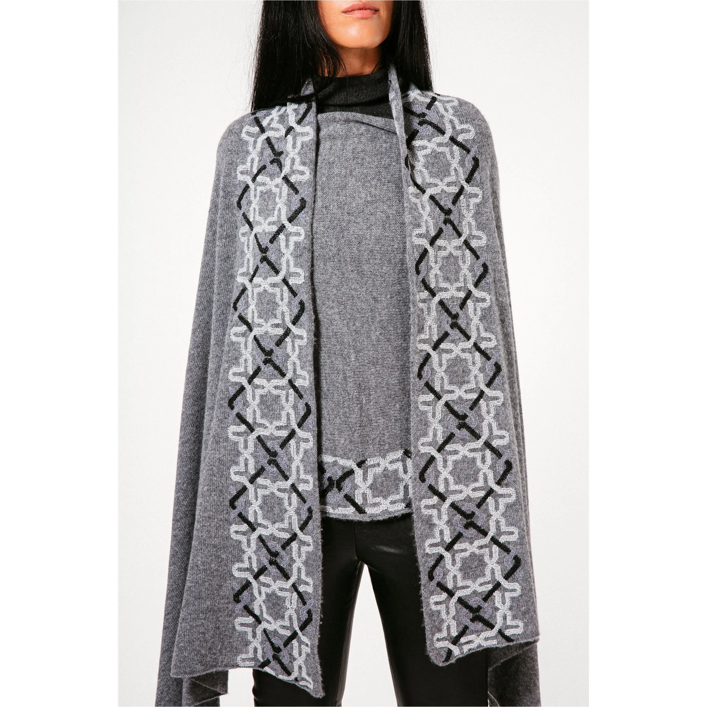 GRAY CASHMERE PONCHO