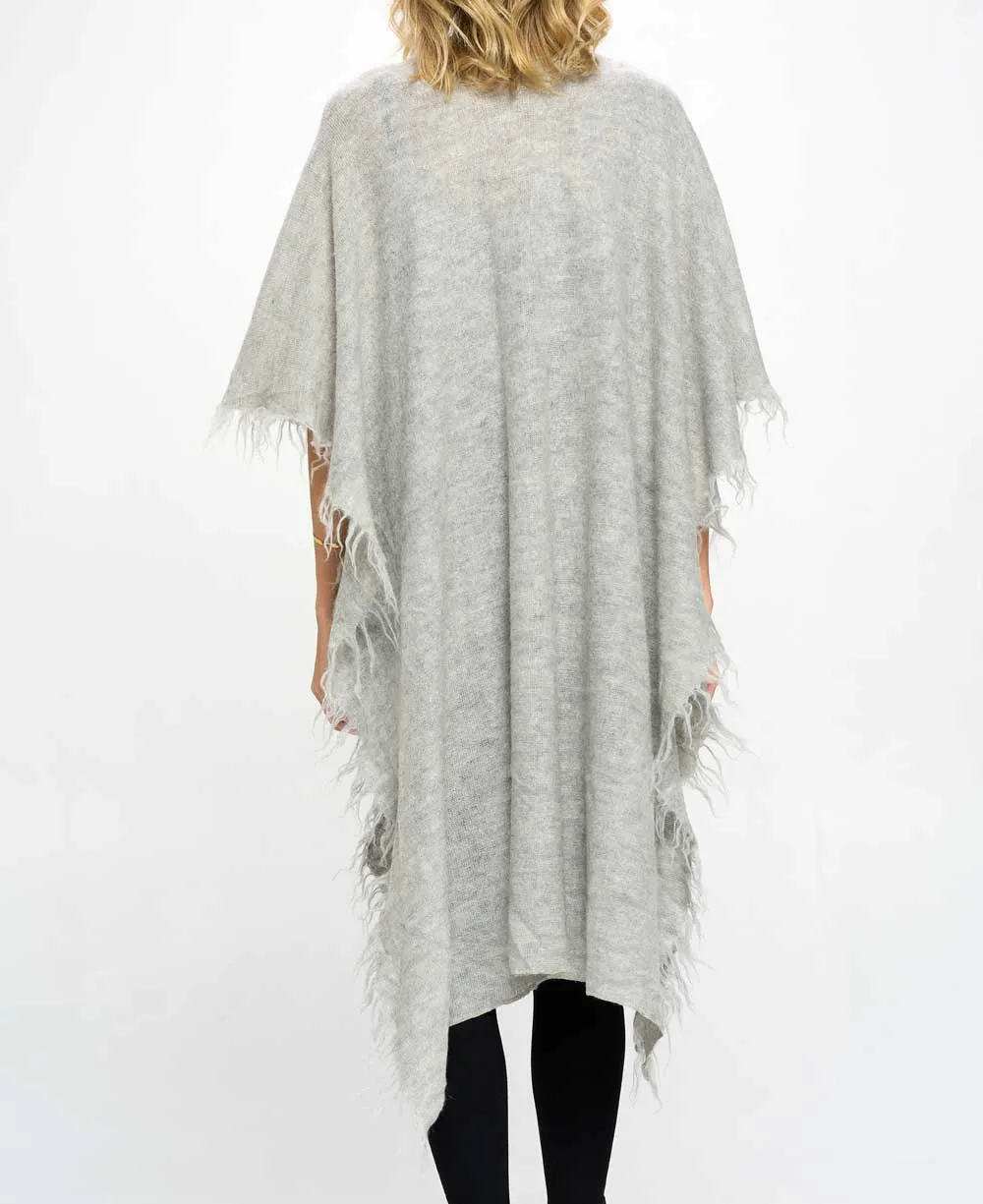 Hand Knit Alpaca Wool Wrap, Grey