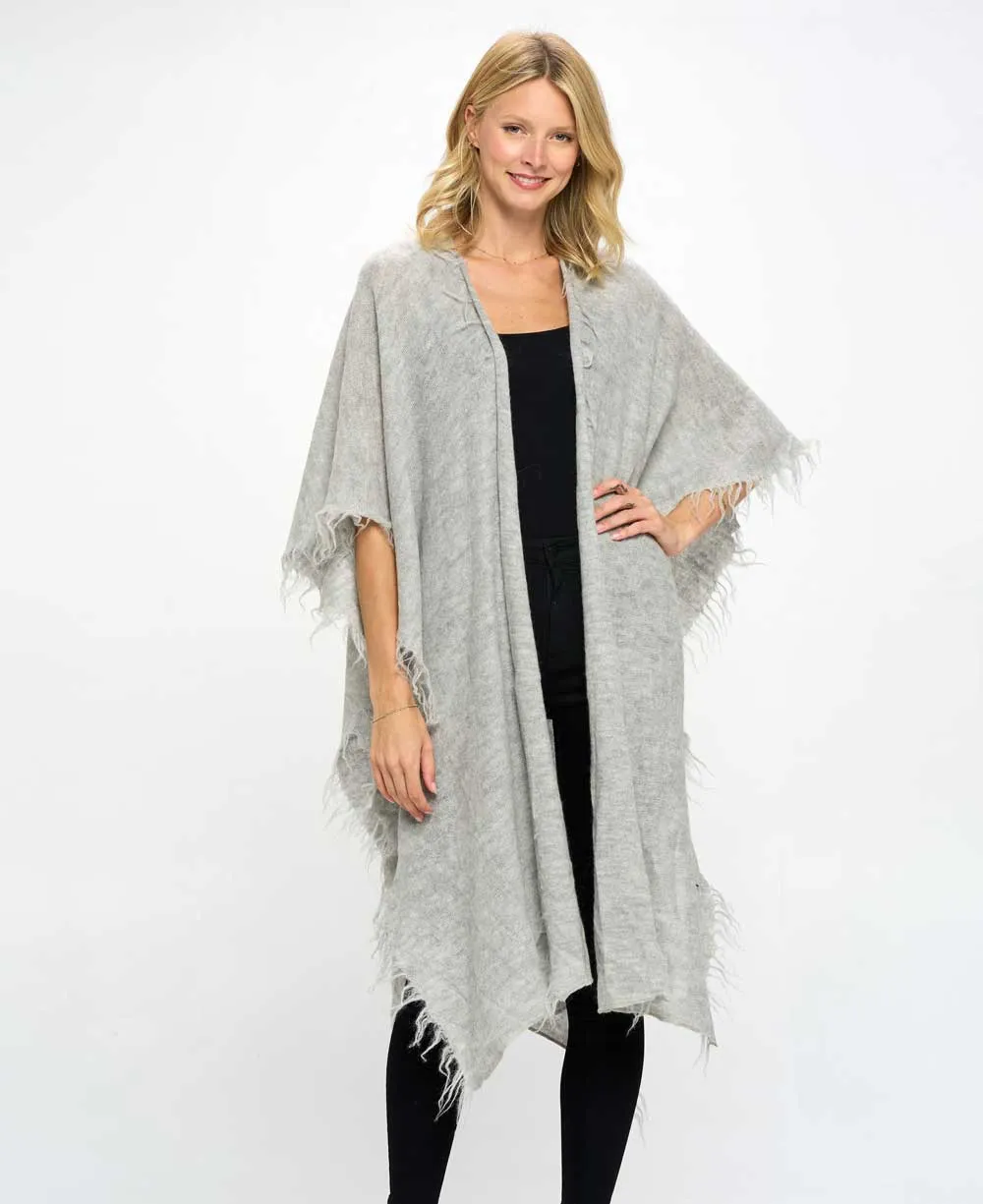 Hand Knit Alpaca Wool Wrap, Grey