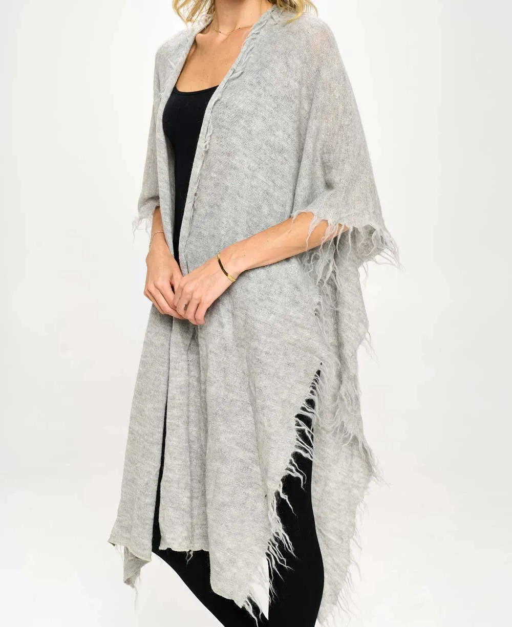 Hand Knit Alpaca Wool Wrap, Grey