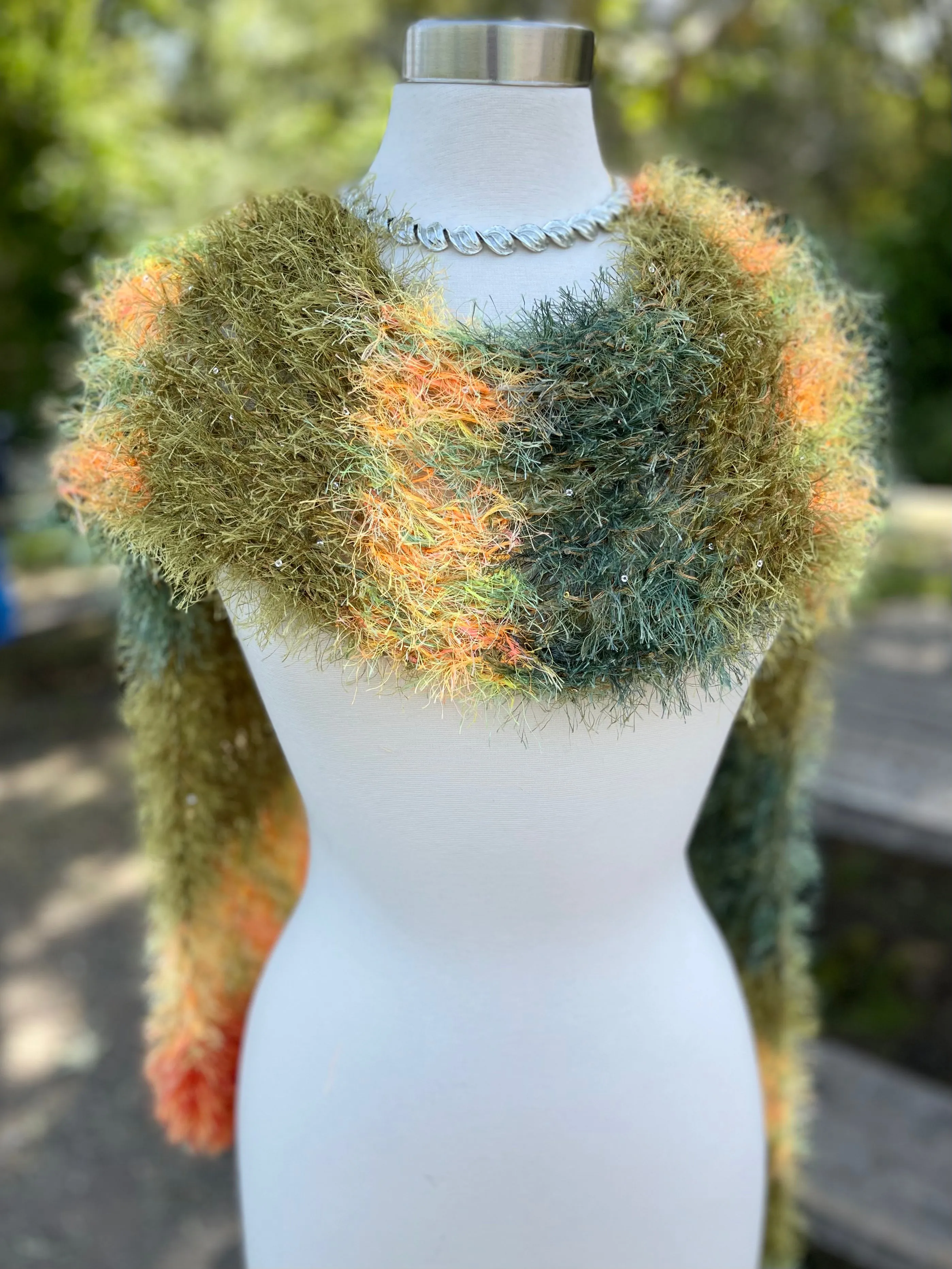 Handmade Knitted Scarf for Women, Soft Eyelash Fur