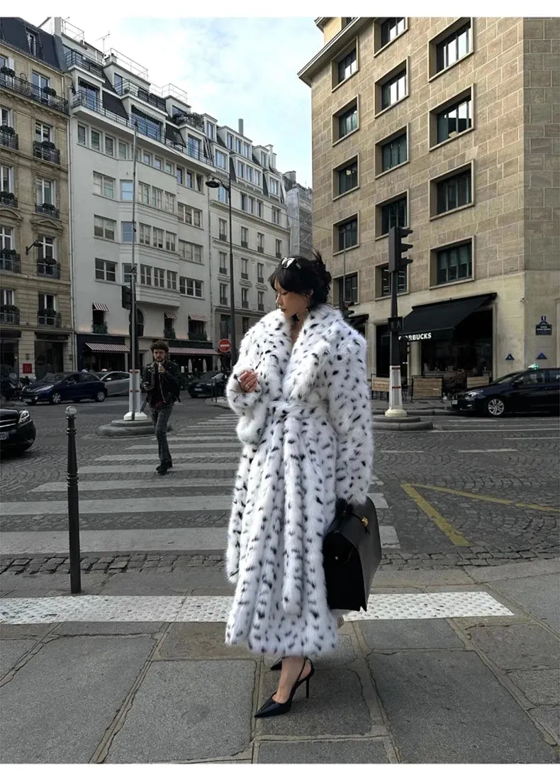 HEYFANCYSTYLE Cozy Polka Dot Faux Fur Coat