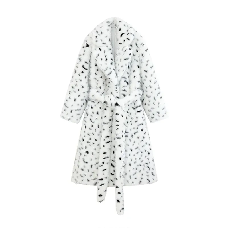 HEYFANCYSTYLE Cozy Polka Dot Faux Fur Coat