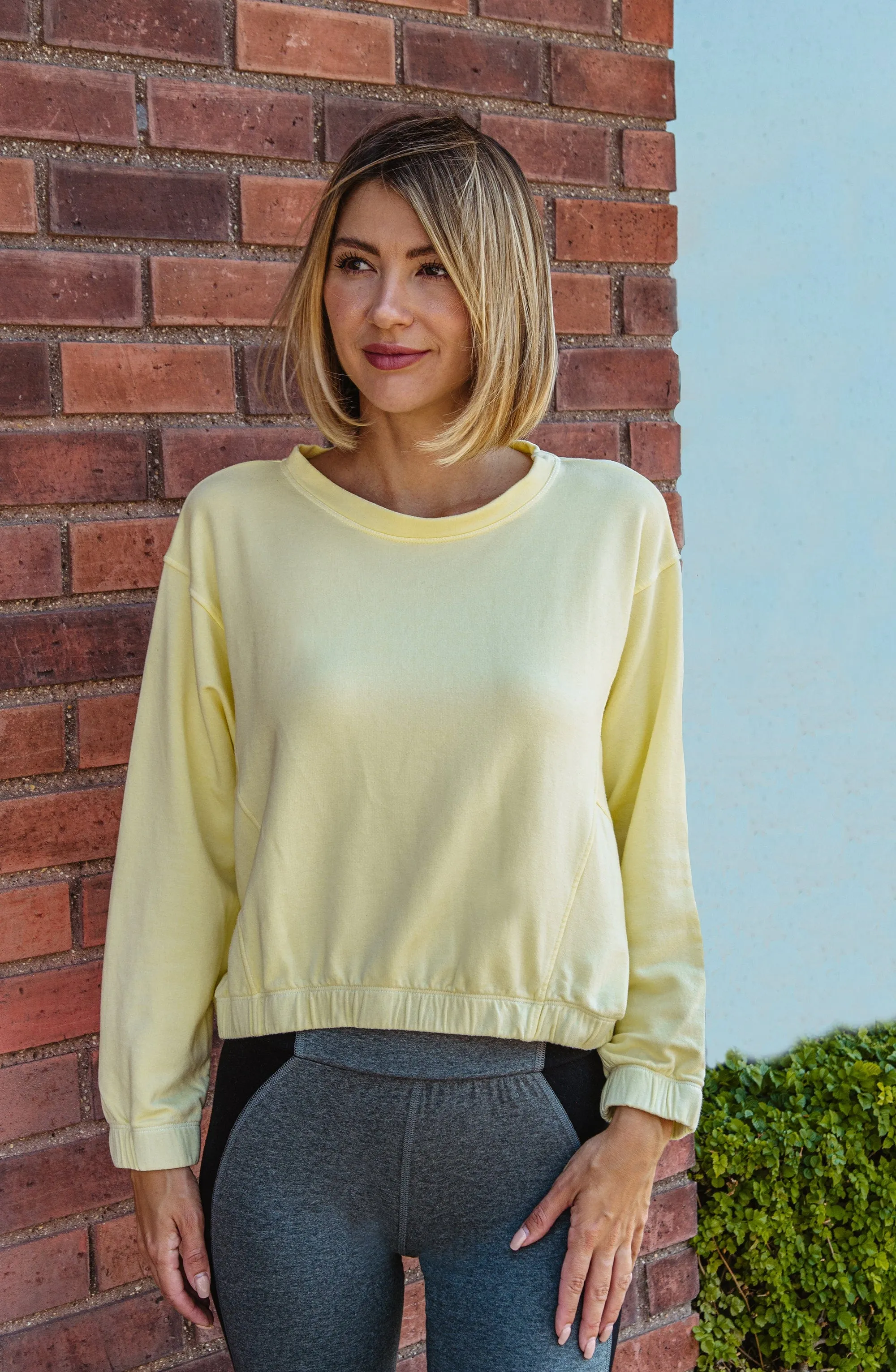 Ivy Boxy Cropped Modal Pullover - Sunny