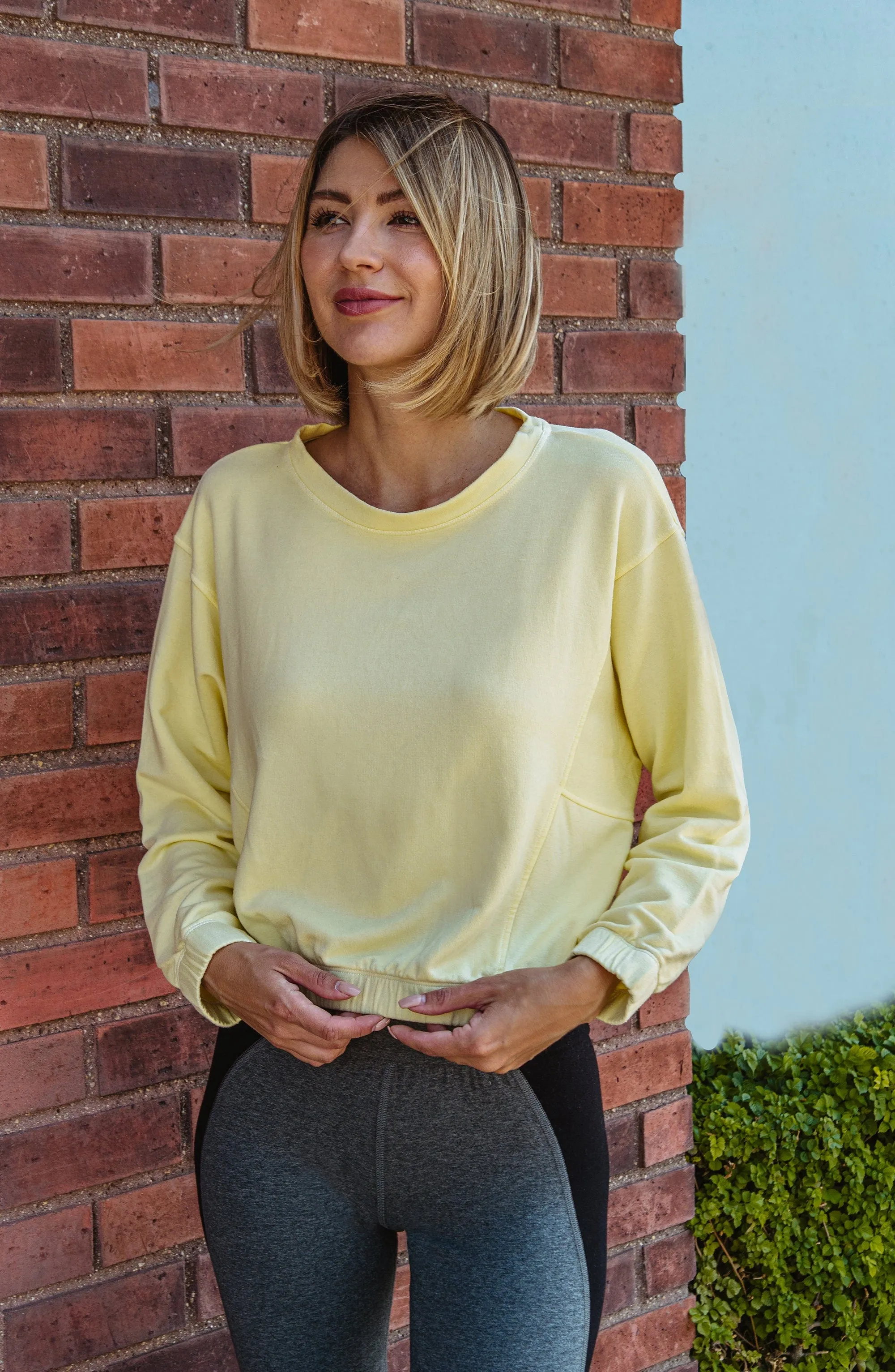 Ivy Boxy Cropped Modal Pullover - Sunny