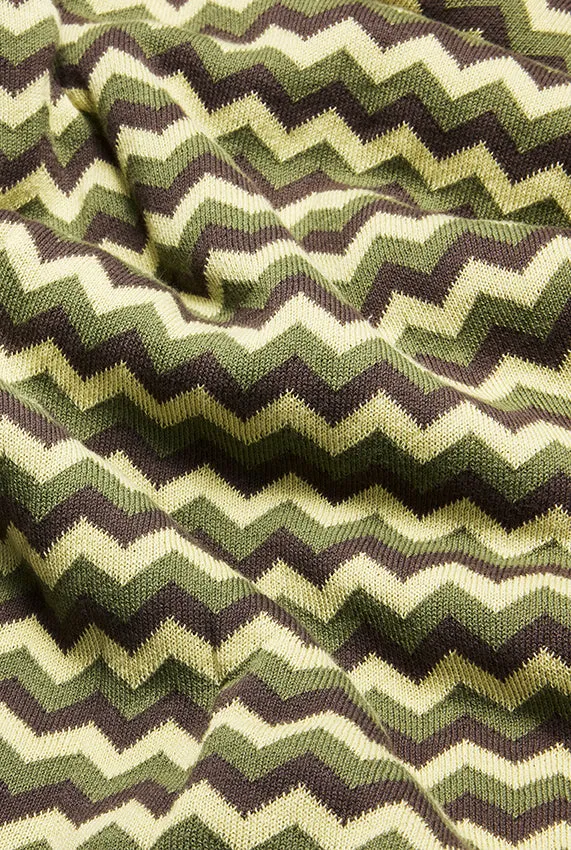 Knit Cotton Blanket "ZigZag Green" by Michele Rondelli