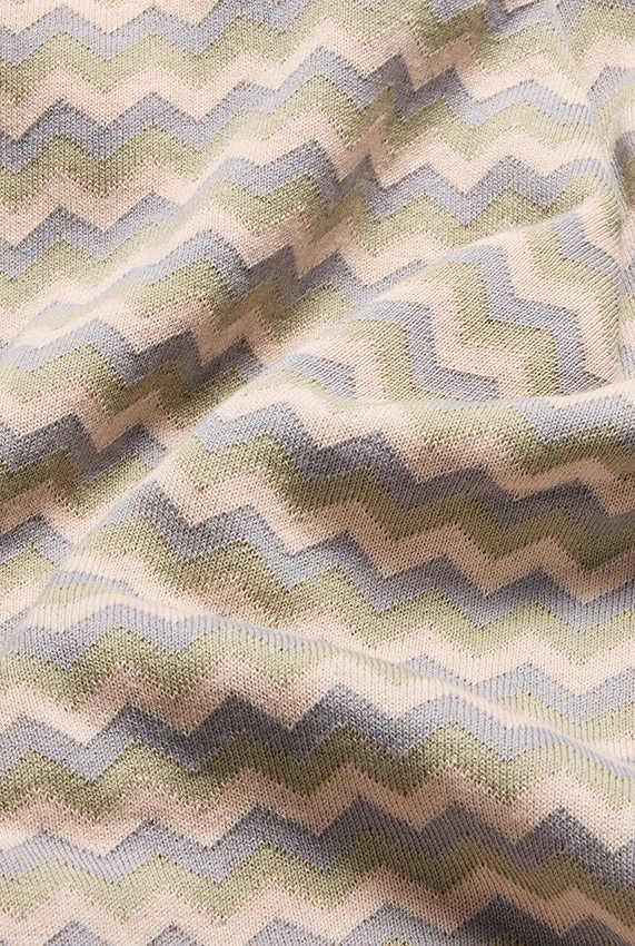 Knit Cotton Blanket "ZigZag Rose" by Michele Rondelli