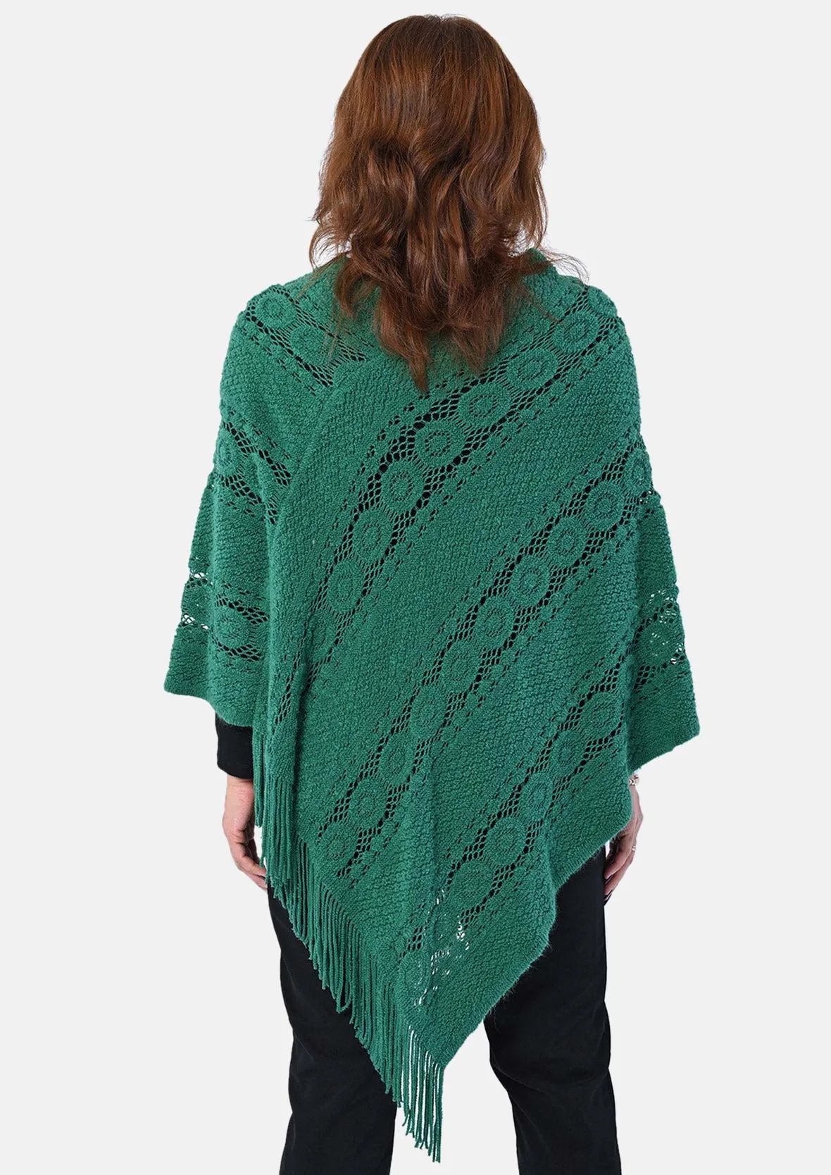 Knit Poncho With Fringe Hem