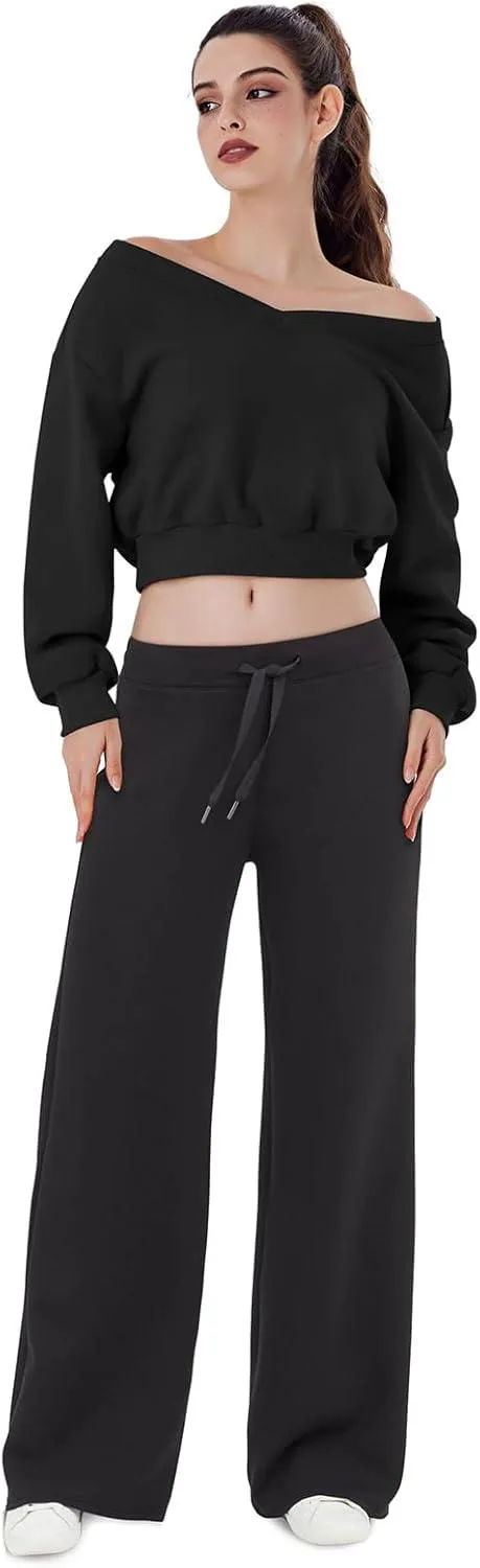 Laid-Back Vibes Cropped V-Neck Oversized Sweatshirt