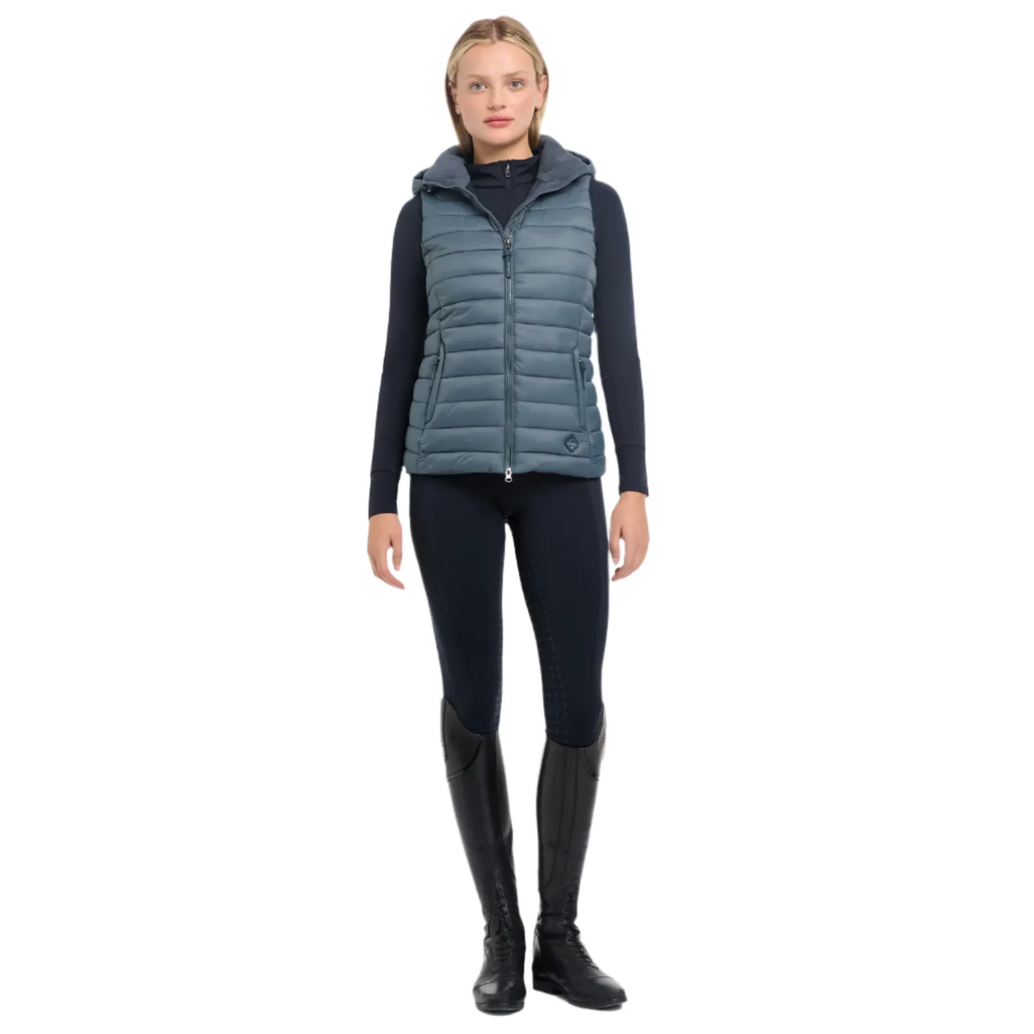 LeMieux Tilly Ladies Hooded Puffer Vest, Petrol