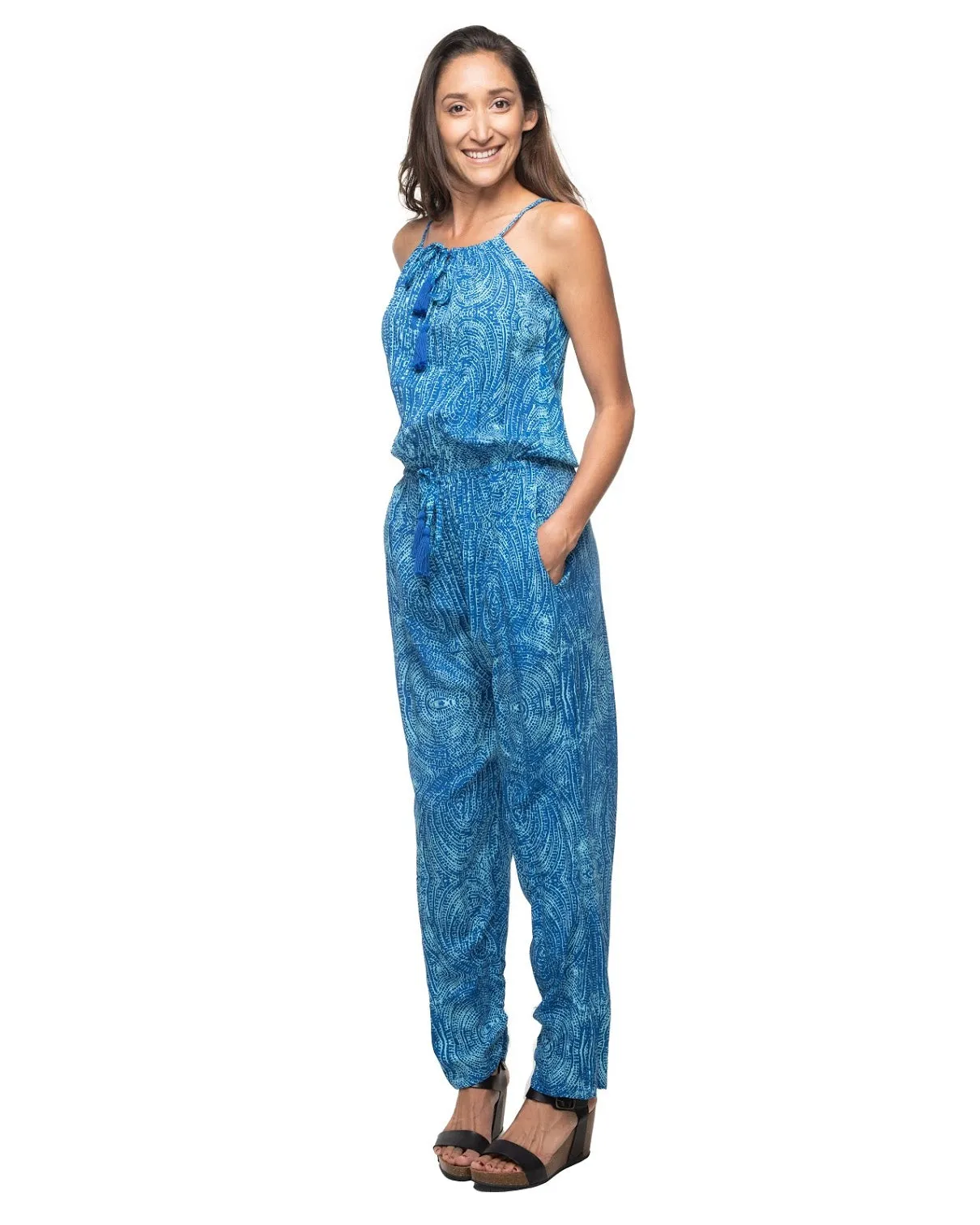 Long Printed Resort Plumeria Jumpsuit