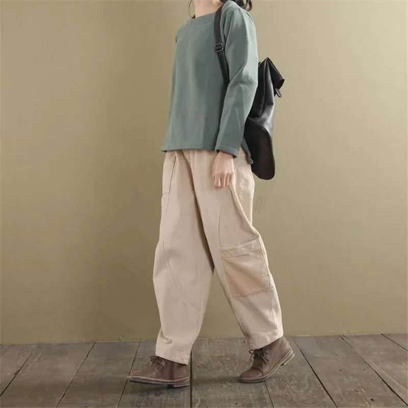 Loose Corduroy Pants With Pockets