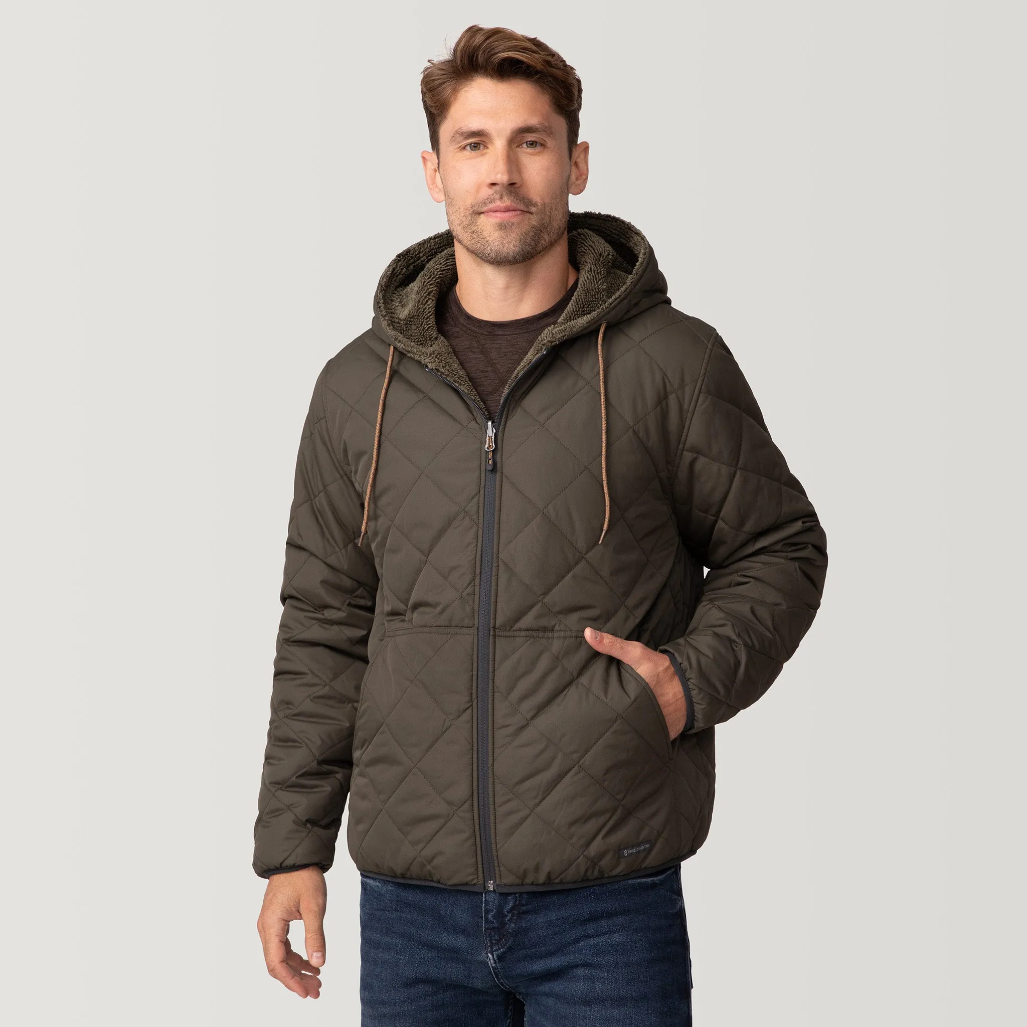 Men's Atlas Hooded Quilted Reversible Sherpa Jacket